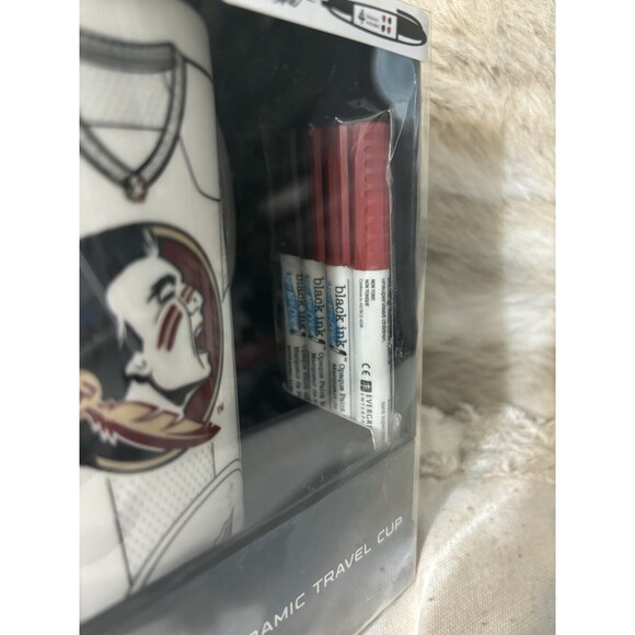 FSU Noles 20 oz Personalizable  Ceramic Travel Coffee Mug W/Team Color Markers - Picture 2 of 10